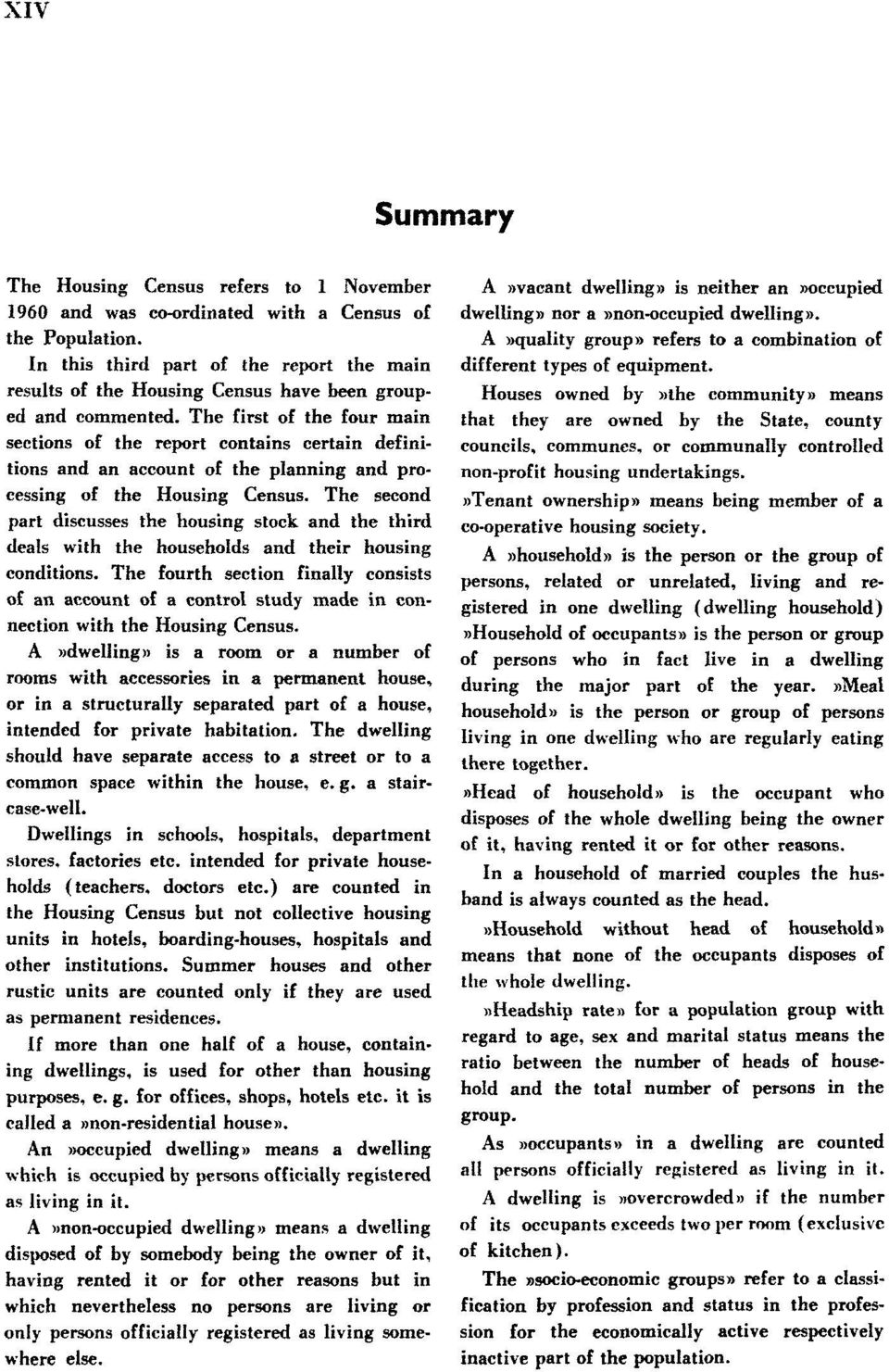 The first of the four main sections of the report contains certain definitions and an account of the planning and processing of the Housing Census.