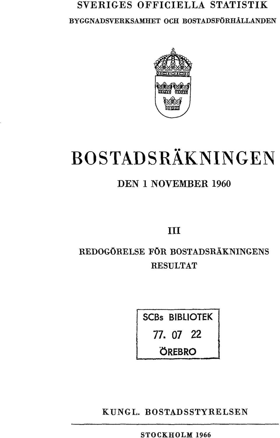 NOVEMBER 1960 III REDOGÖRELSE FÖR