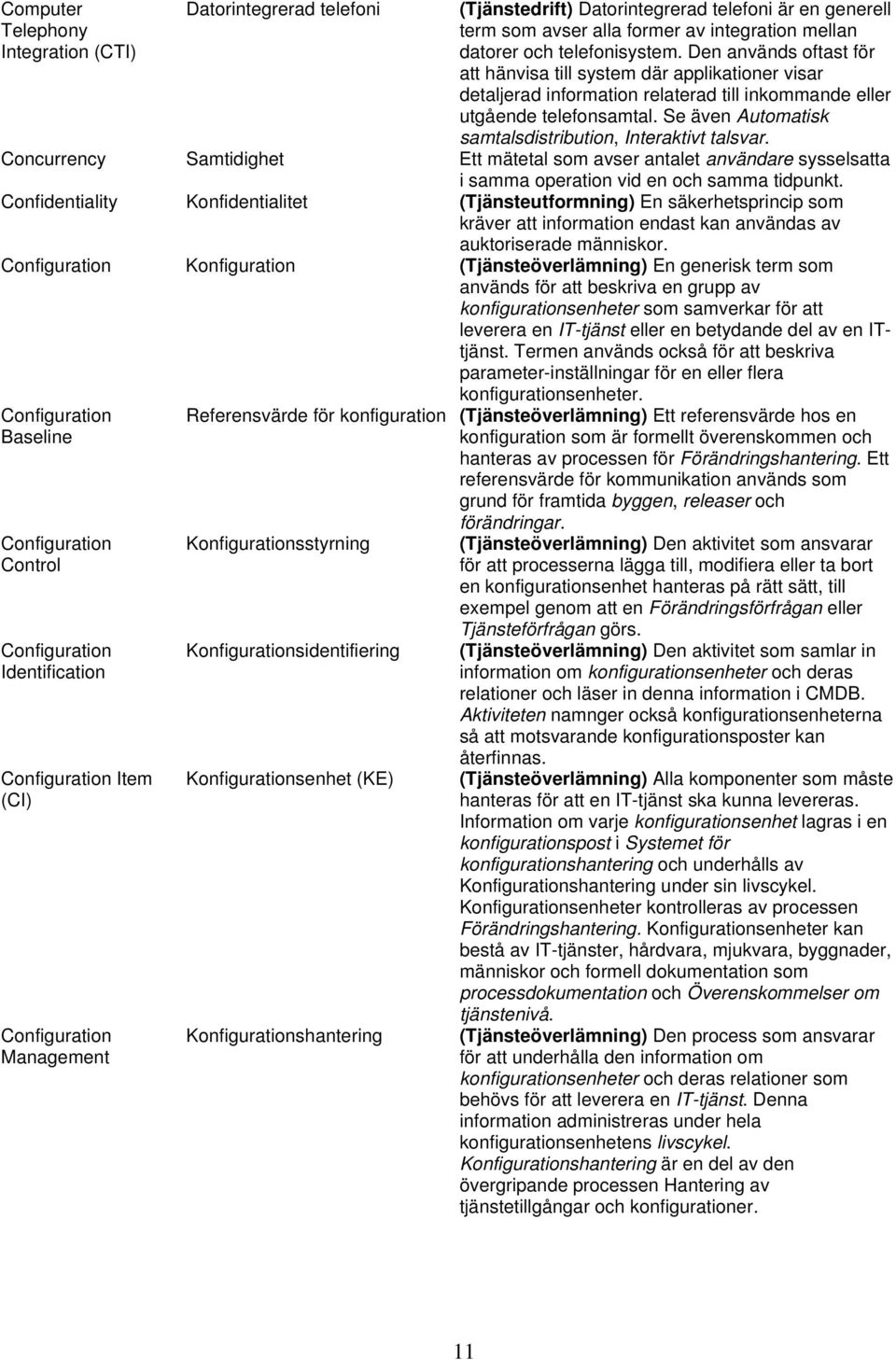 Se även Automatisk samtalsdistribution, Interaktivt talsvar. Concurrency Samtidighet Ett mätetal som avser antalet användare sysselsatta i samma operation vid en och samma tidpunkt.