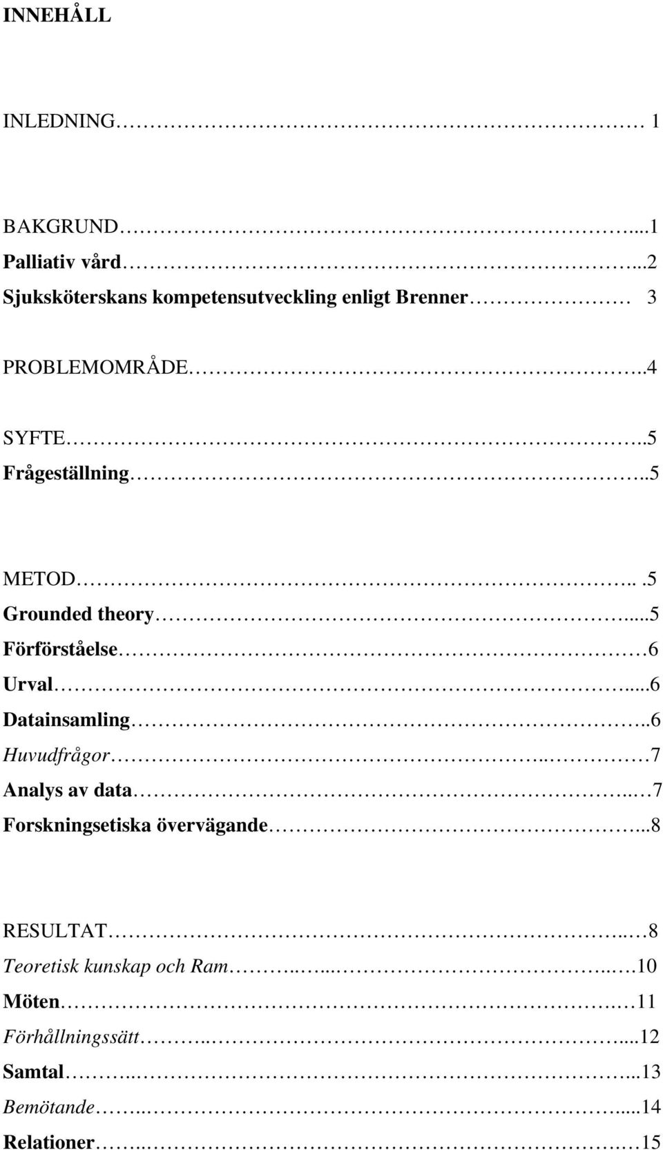 ..5 Grounded theory...5 Förförståelse 6 Urval...6 Datainsamling..6 Huvudfrågor.. 7 Analys av data.