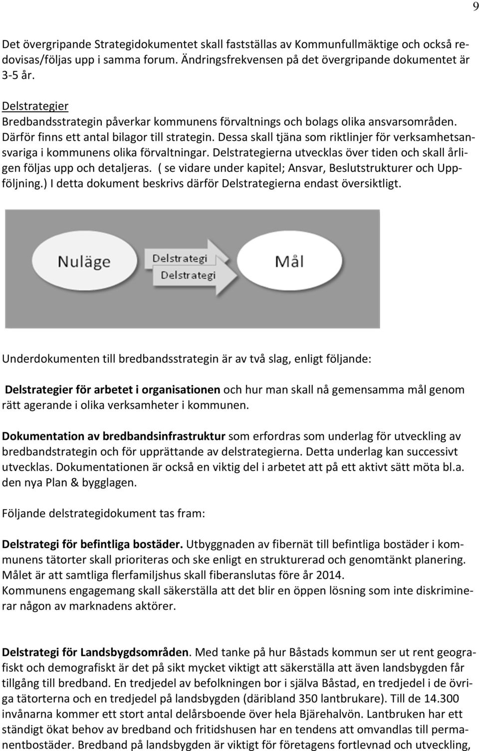 Dessa skall tjäna som riktlinjer för verksamhetsansvariga i kommunens olika förvaltningar. Delstrategierna utvecklas över tiden och skall årligen följas upp och detaljeras.