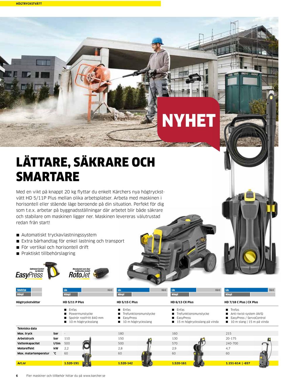 arbetar på byggnadsställningar där arbetet blir både säkrare och stabilare om maskinen ligger ner. Maskinen levereras välutrustad redan från start!