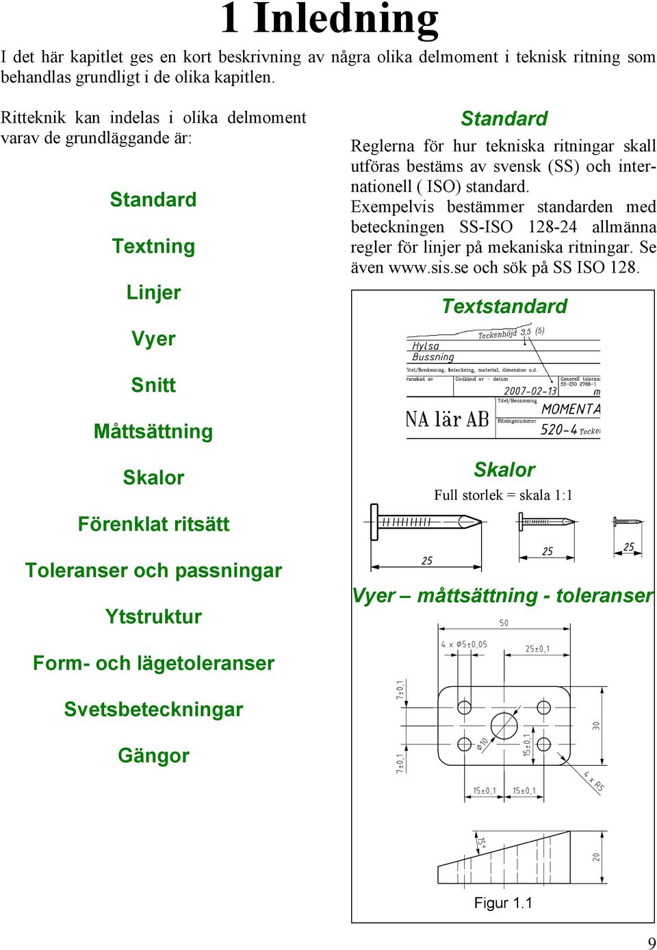 internationell ( ISO) standard. Exempelvis bestämmer standarden med beteckningen SS-ISO 128-24 allmänna regler för linjer på mekaniska ritningar. Se även www.sis.