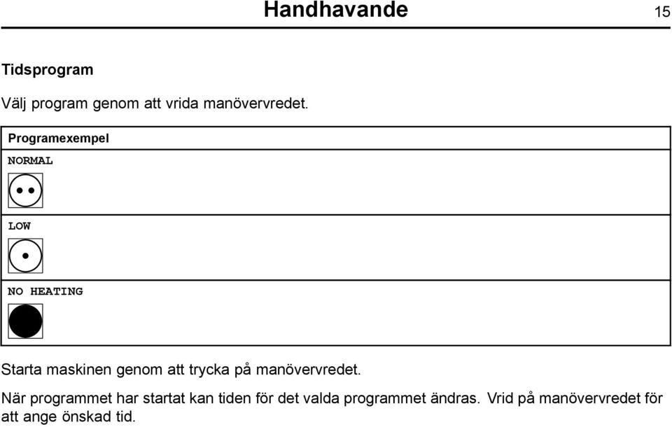 Programexempel NORMAL NO HEATING Starta maskinen genom att trycka