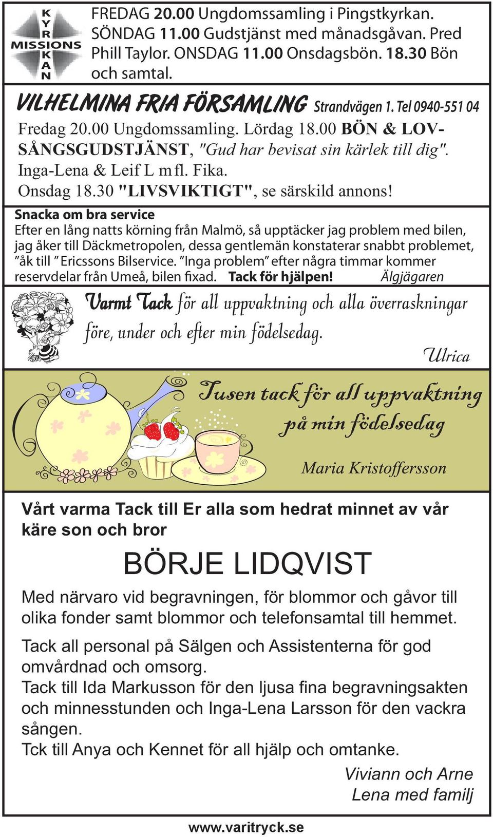 30 "LIVSVIKTIGT", se särskild annons!