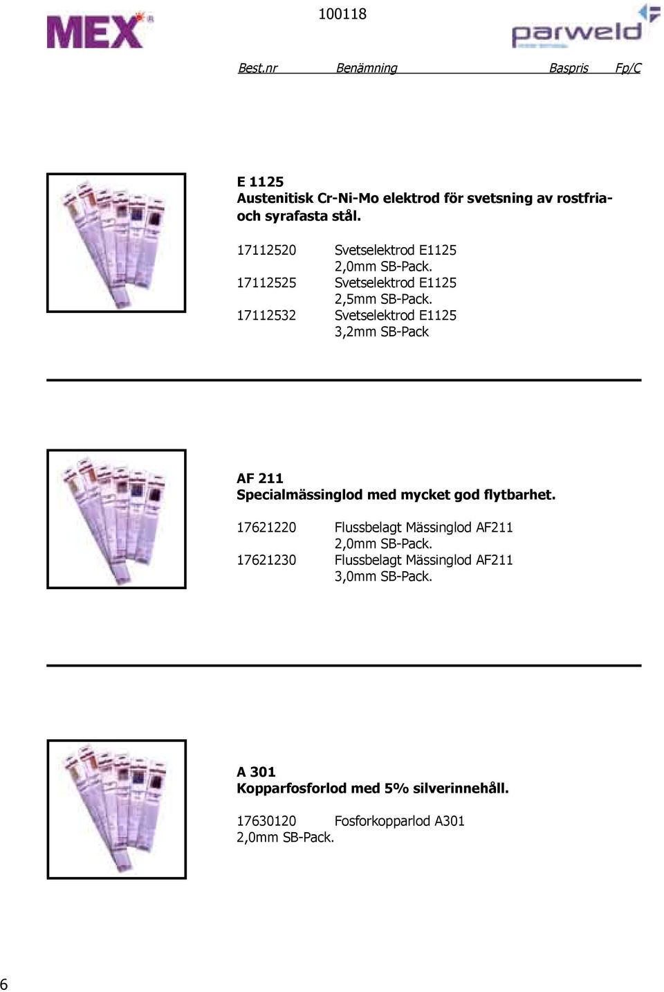 17112532 Svetselektrod E1125 3,2mm SB-Pack AF 211 Specialmässinglod med mycket god flytbarhet.