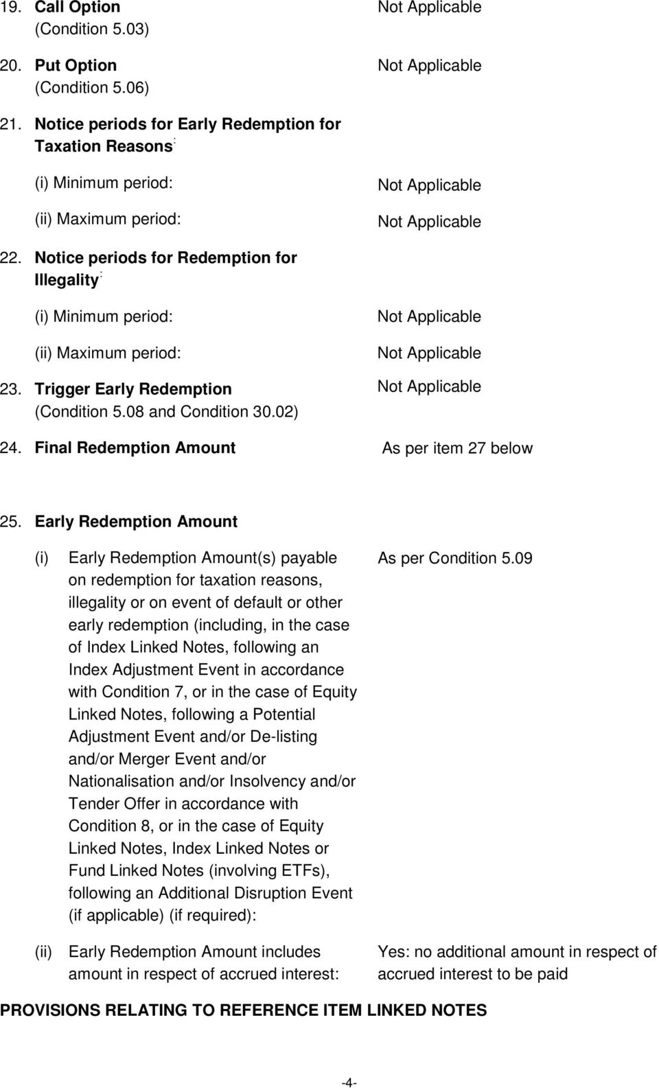 Final Redemption Amount As per item 27 below 25.