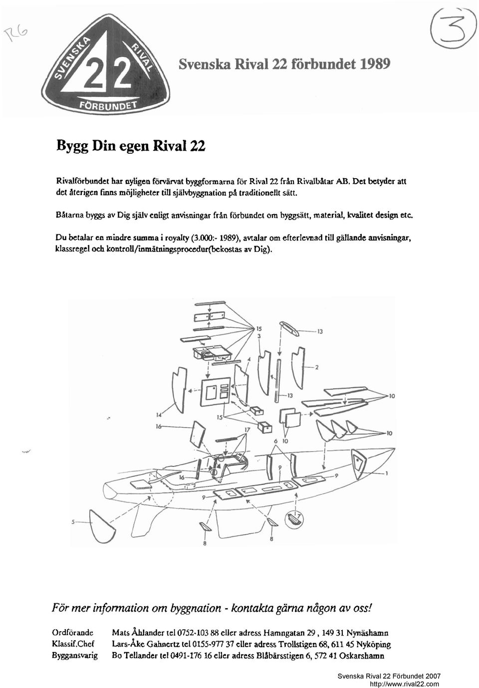 m- 1989), avralar om efterlevnad till gallande anvisnhg~, klassregel och koniroii/inmä tningsproeedur(bekostas av Dig). For mer information om byggnation - kon f ah gama nigon av oss!