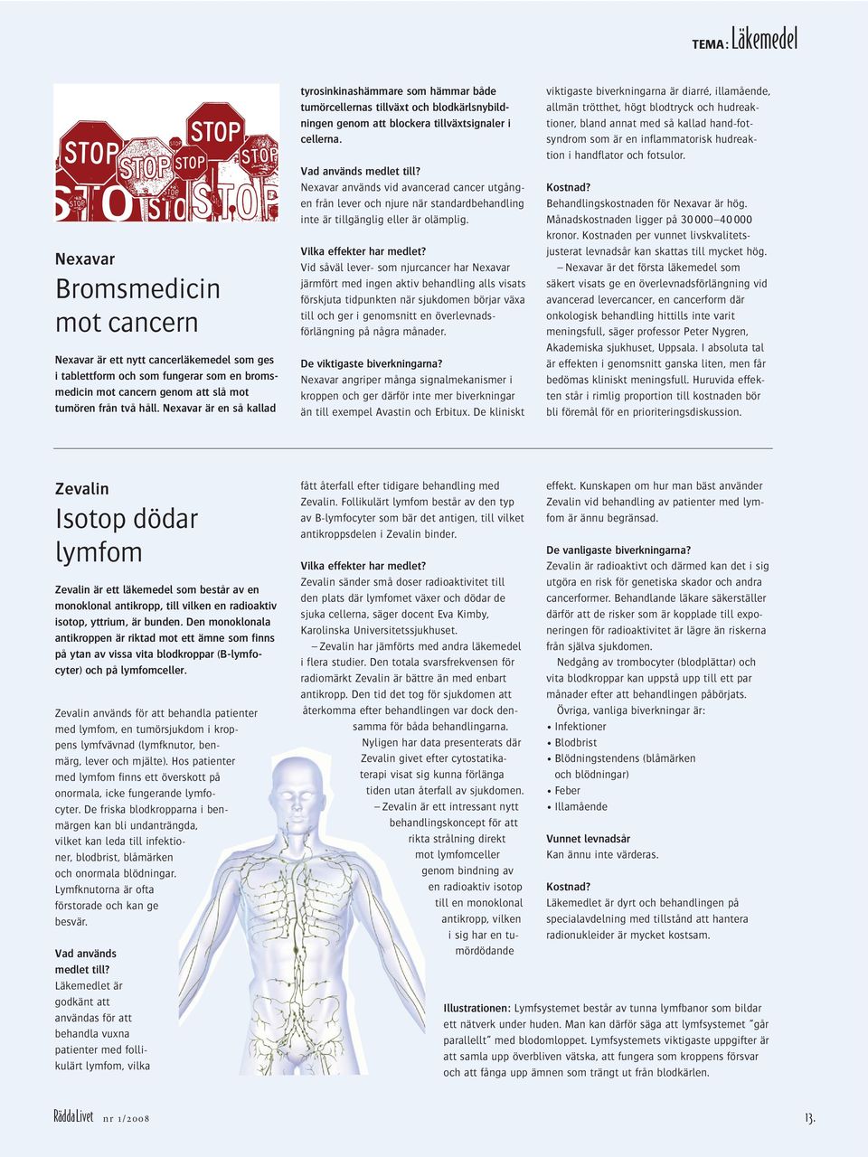 Nexavar används vid avancerad cancer utgången från lever och njure när standardbehandling inte är tillgänglig eller är olämplig. Vilka effekter har medlet?