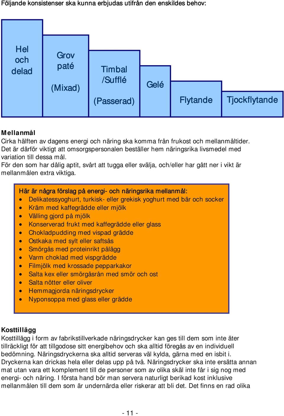 För den som har dålig aptit, svårt att tugga eller svälja, och/eller har gått ner i vikt är mellanmålen extra viktiga.