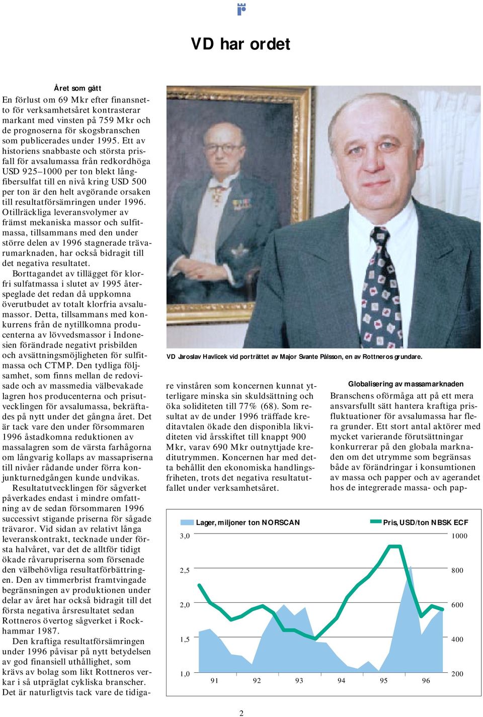 Ett av historiens snabbaste och största prisfall för avsalumassa från redkordhöga USD 925 1000 per ton blekt långfibersulfat till en nivå kring USD 500 per ton är den helt avgörande orsaken till