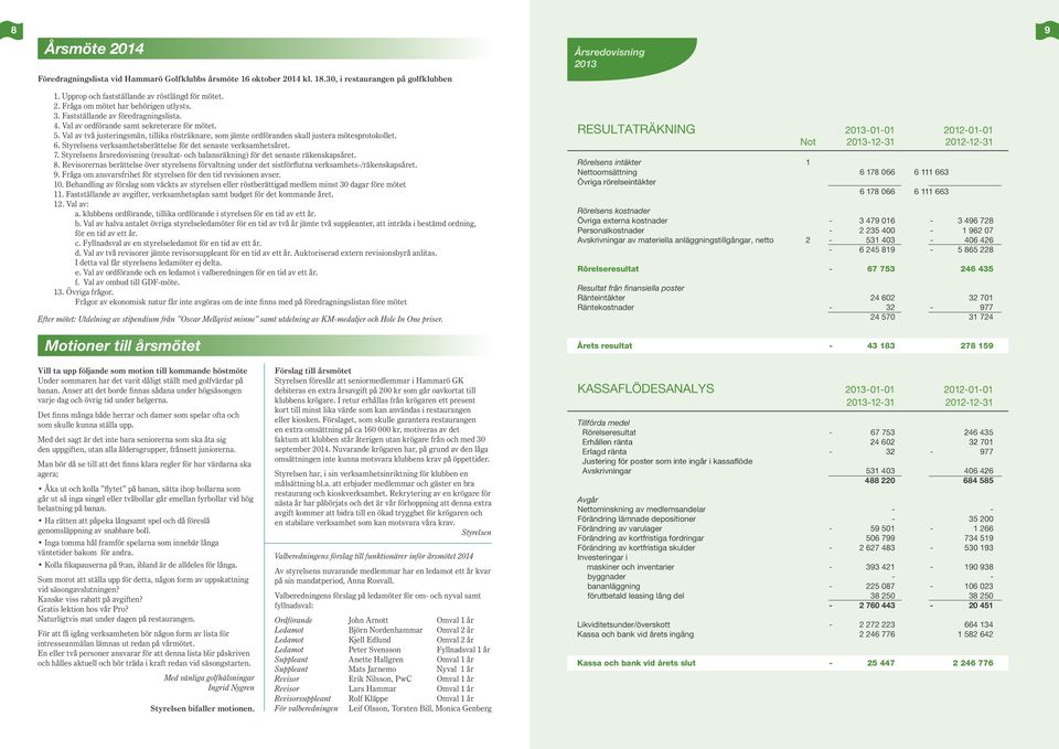 Styrelsens verksamhetsberättelse för det senaste verksamhetsåret. 7. Styrelsens årsredovisning (resultat- och balansräkning) för det senaste räkenskapsåret. 8.