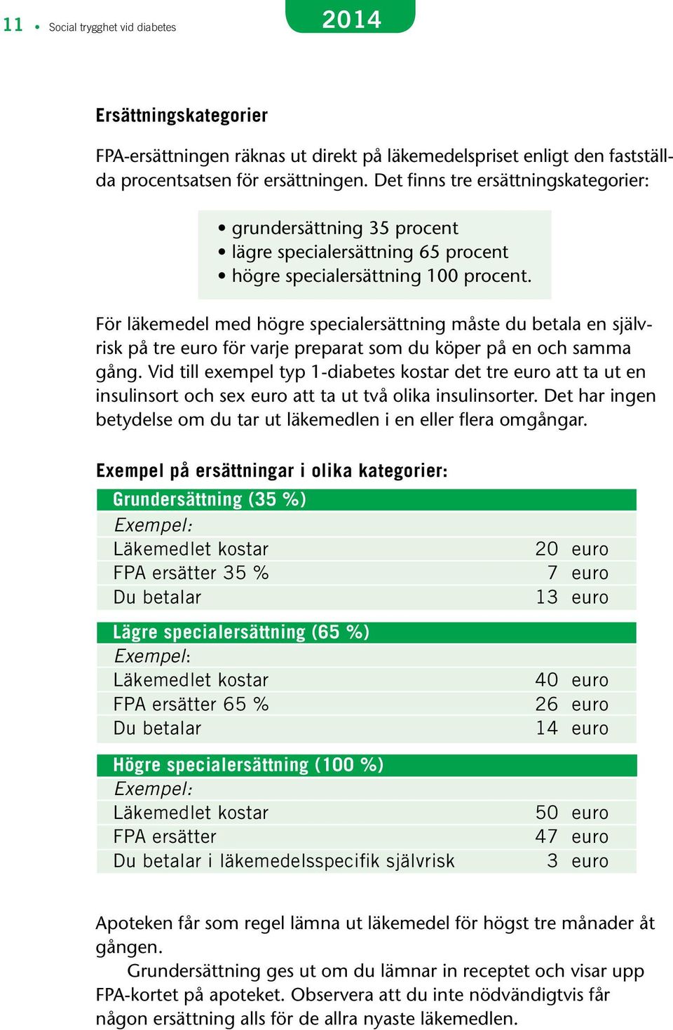 För läkemedel med högre specialersättning måste du betala en självrisk på tre euro för varje preparat som du köper på en och samma gång.