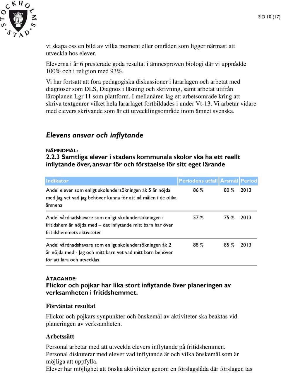 Vi har fortsatt att föra pedagogiska diskussioner i lärarlagen och arbetat med diagnoser som DLS, Diagnos i läsning och skrivning, samt arbetat utifrån läroplanen Lgr 11 som plattform.