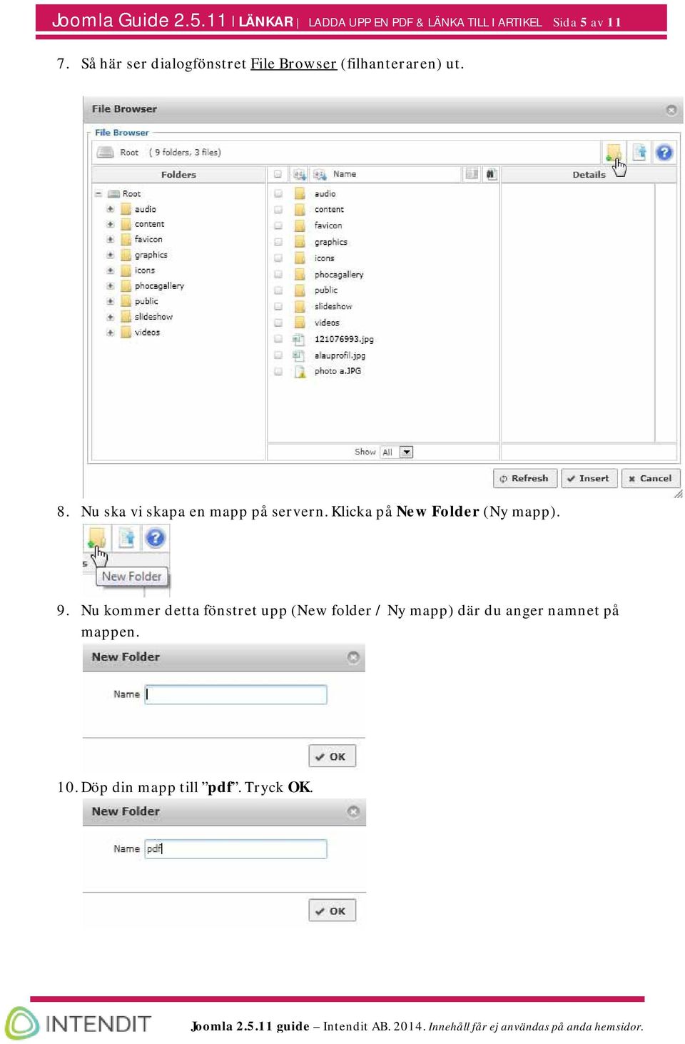Nu ska vi skapa en mapp på servern. Klicka på New Folder (Ny mapp). 9.