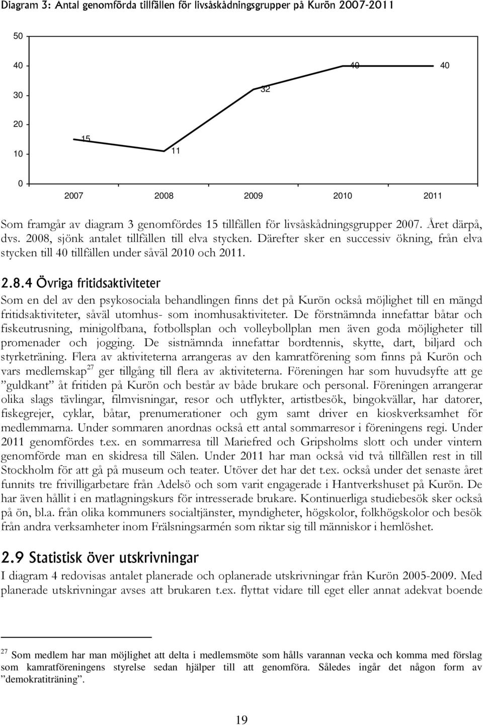 sjönk antalet tillfällen till elva stycken. Därefter sker en successiv ökning, från elva stycken till 40 tillfällen under såväl 200 och 20. 2.8.