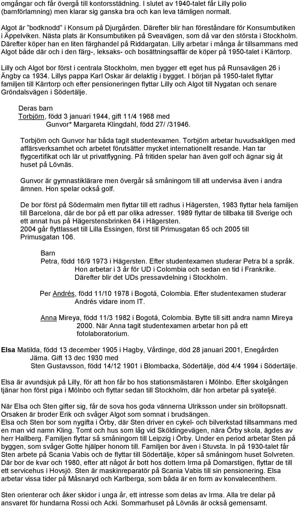 Lilly arbetar i många år tillsammans med Algot både där och i den färg-, leksaks- och bosättningsaffär de köper på 1950-talet i Kärrtorp.