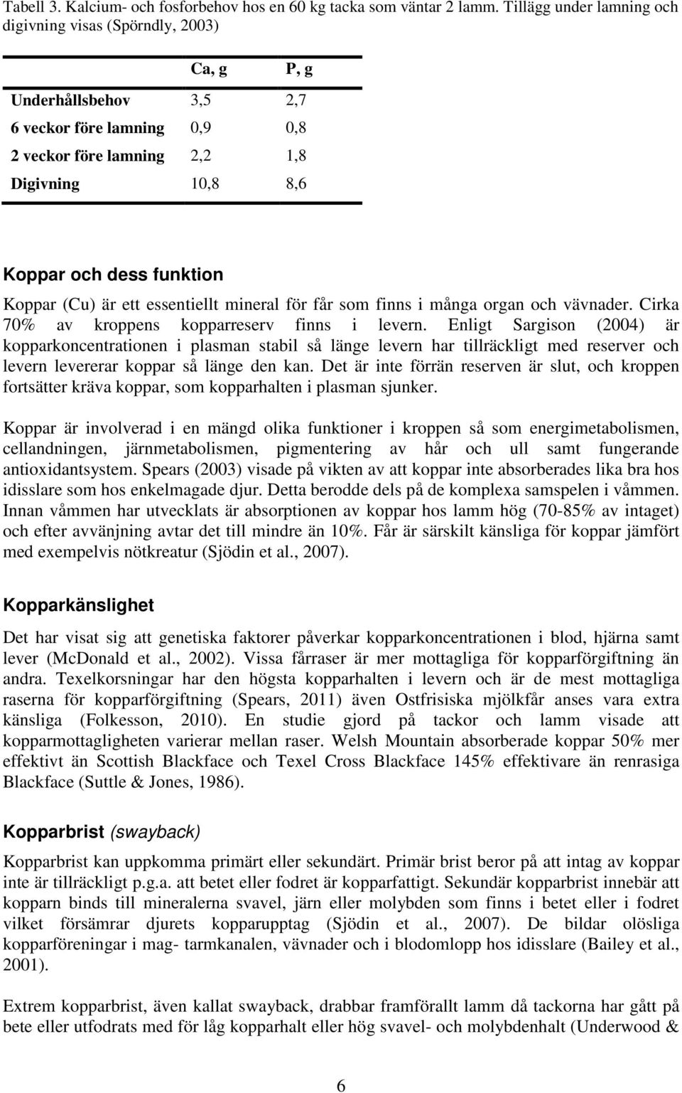 Koppar (Cu) är ett essentiellt mineral för får som finns i många organ och vävnader. Cirka 70% av kroppens kopparreserv finns i levern.