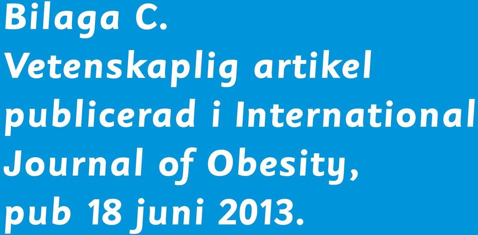 International Journal of Obesity,