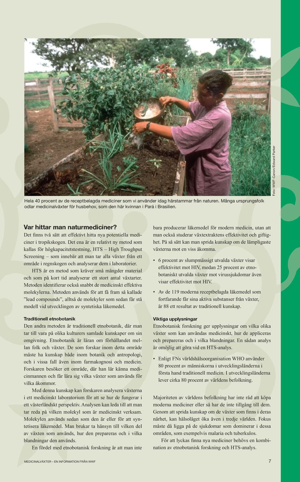 Det ena är en relativt ny metod som kallas för högkapacitetstestning, HTS High Troughput Screening som innebär att man tar alla växter från ett område i regnskogen och analyserar dem i laboratorier.