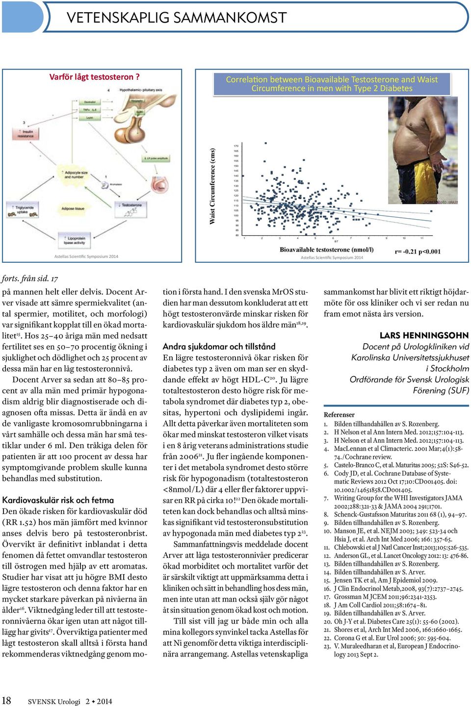 3 4 5 6 7 8 BT 9 10 11 Astellas ScienDfic Symposium 2014 Bioavailable testosterone (nmol/l) Astellas ScienDfic Symposium 2014 r= -0.21 p<0.001 forts. från sid. 17 på mannen helt eller delvis.