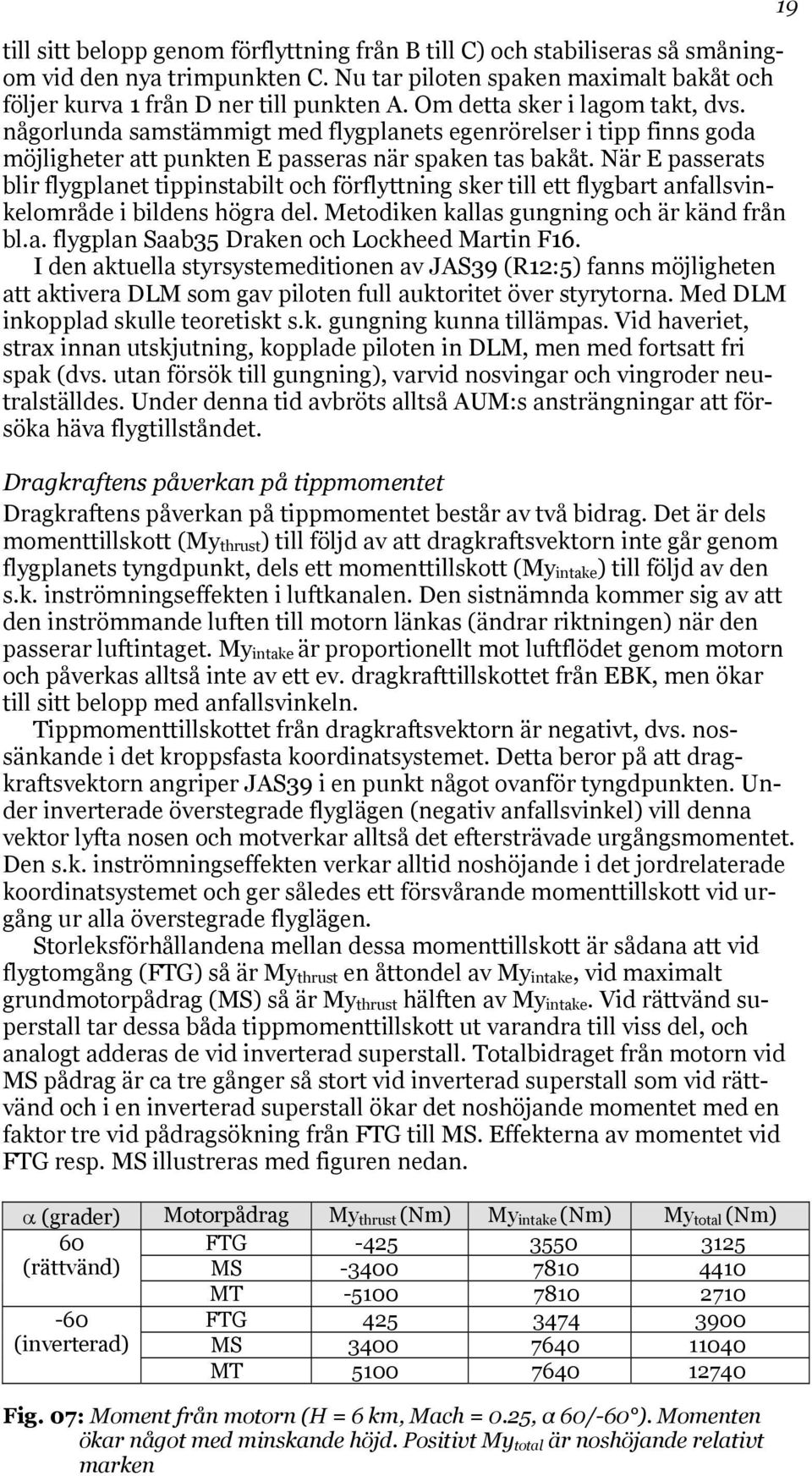 När E passerats blir flygplanet tippinstabilt och förflyttning sker till ett flygbart anfallsvinkelområde i bildens högra del. Metodiken kallas gungning och är känd från bl.a. flygplan Saab35 Draken och Lockheed Martin F16.