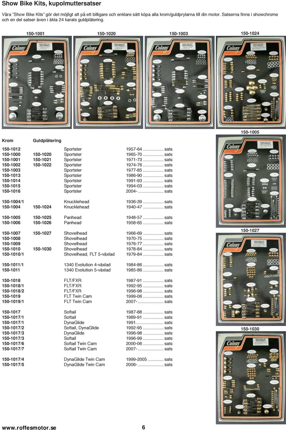 .. sats 150-1000 150-1020 Sportster 1965-70... sats 150-1001 150-1021 Sportster 1971-73... sats 150-1002 150-1022 Sportster 1974-76... sats 150-1003 Sportster 1977-85... sats 150-1013 Sportster 1986-90.