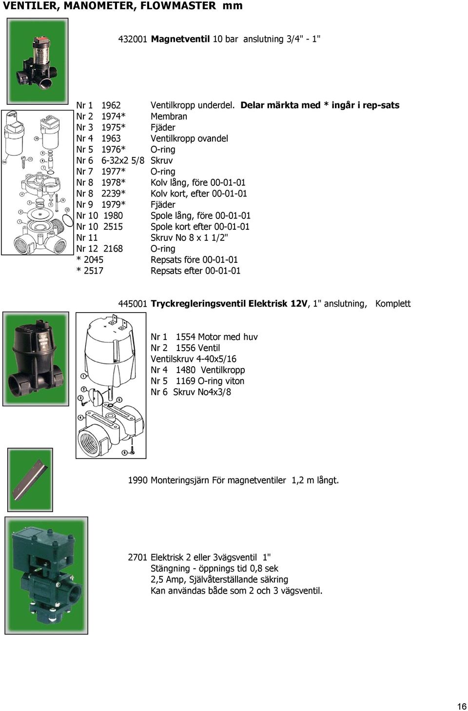 8 2239* Kolv kort, efter 00-01-01 Nr 9 1979* Fjäder Nr 10 1980 Spole lång, före 00-01-01 Nr 10 2515 Spole kort efter 00-01-01 Nr 11 Skruv No 8 x 1 1/2" Nr 12 2168 O-ring * 2045 Repsats före 00-01-01