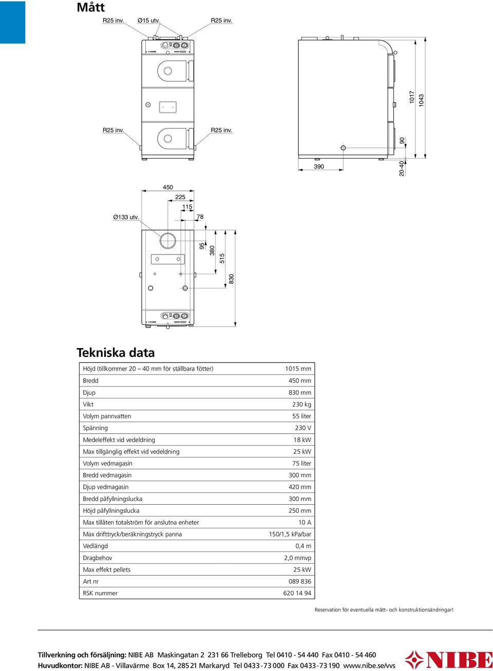 20-40 Ø133 utv. 450 225 115 78 830 95 380 515 90 1017 1043 R25 inv.