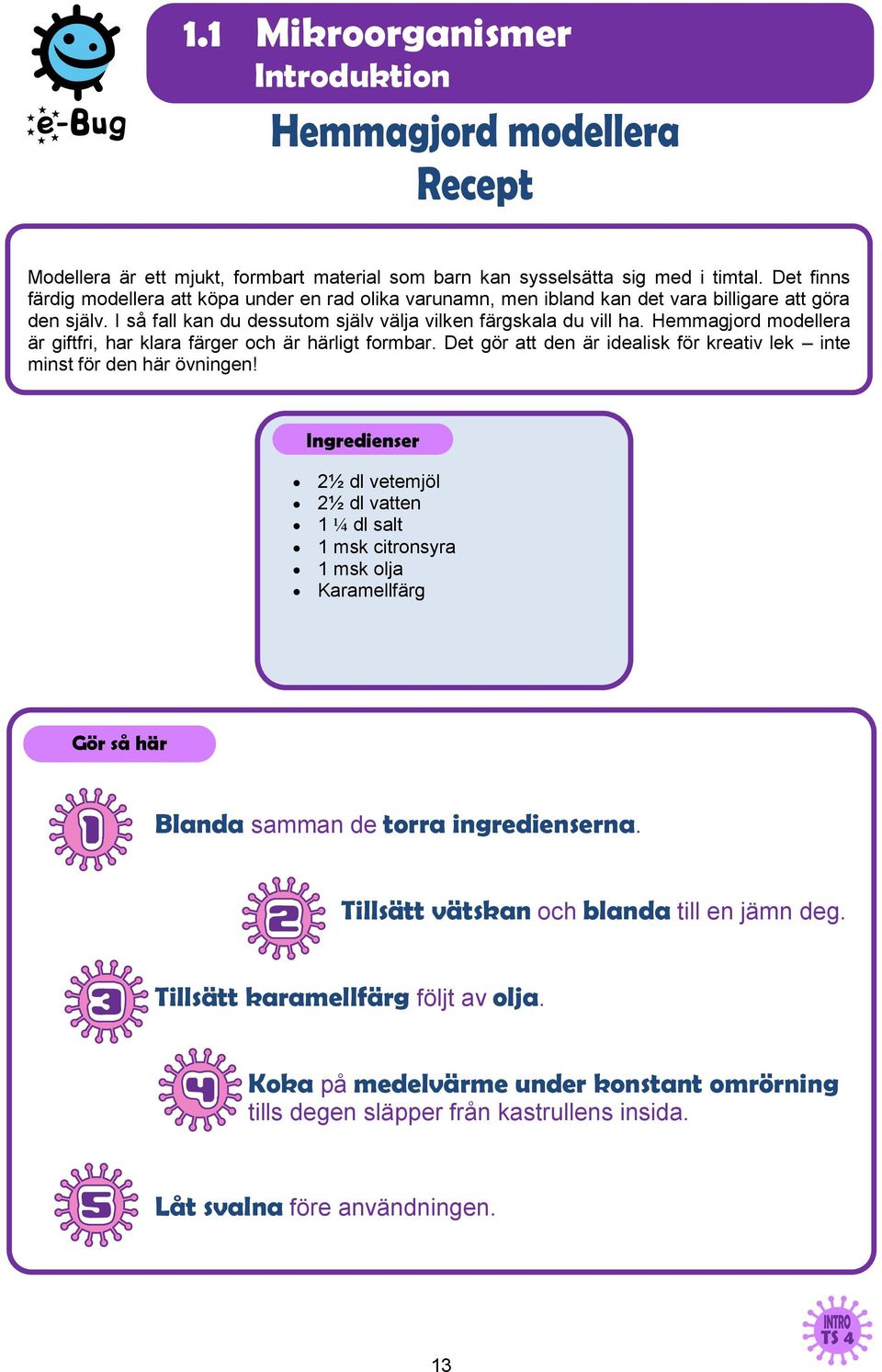 Hemmagjord modellera är giftfri, har klara färger och är härligt formbar. Det gör att den är idealisk för kreativ lek inte minst för den här övningen!