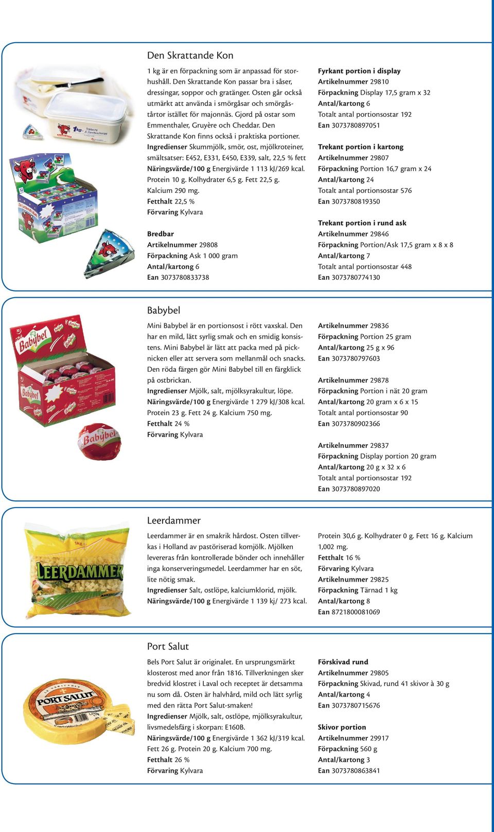 Ingredienser Skummjölk, smör, ost, mjölkroteiner, smältsatser: E452, E331, E450, E339, salt, 22,5 % fett Näringsvärde/100 g Energivärde 1 113 kj/269 kcal. Protein 10 g. Kolhydrater 6,5 g. Fett 22,5 g.