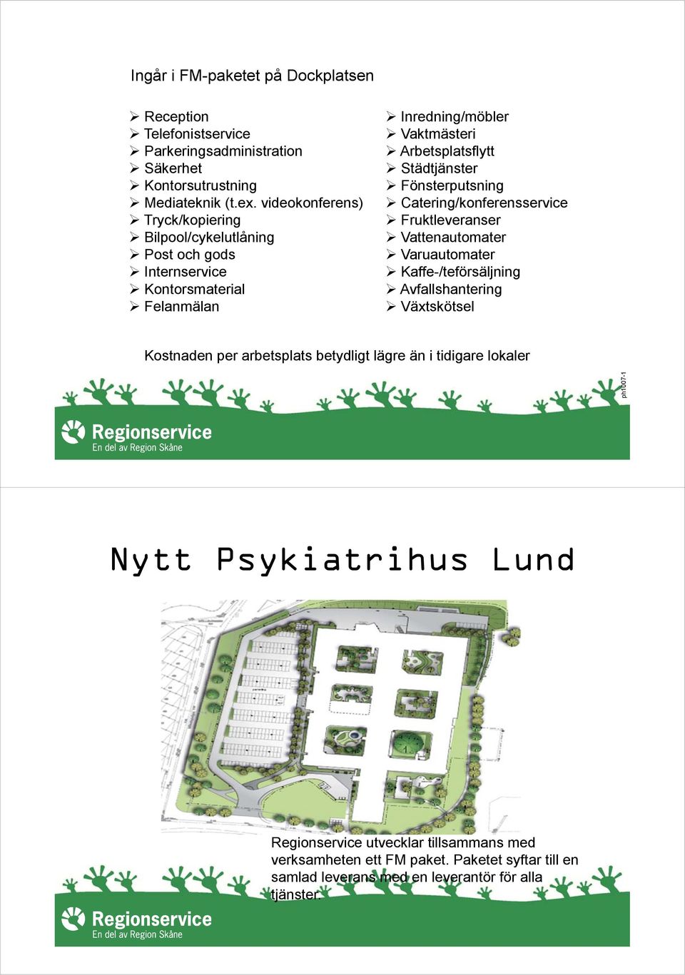 Fönsterputsning Catering/konferensservice Fruktleveranser Vattenautomater Varuautomater Kaffe-/teförsäljning Avfallshantering Växtskötsel Kostnaden per arbetsplats