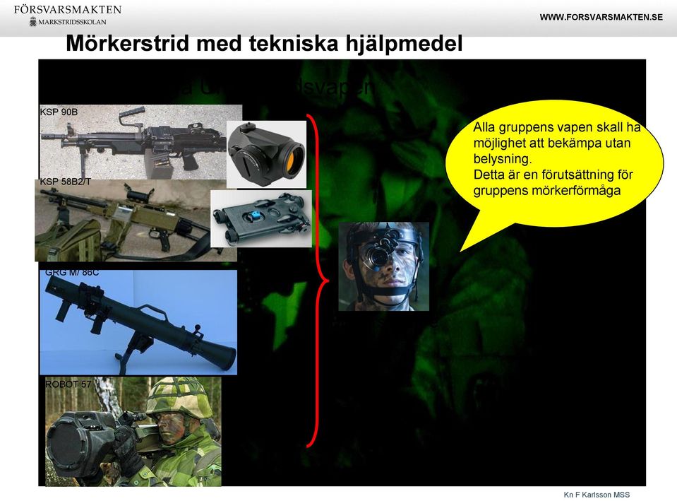 SE Alla gruppens vapen skall ha möjlighet att bekämpa utan