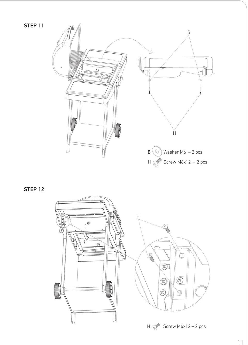 M6x12 2 pcs STEP