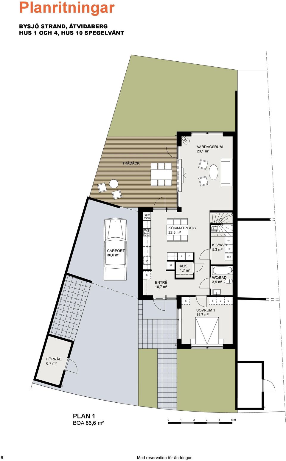 KLK 1,7 m² ENTRÉ 10,7 m² WC/BAD 3,9 m² SOVRUM 1 14,7 m² FÖRRÅD 6,7 m² PLAN 1 BOA