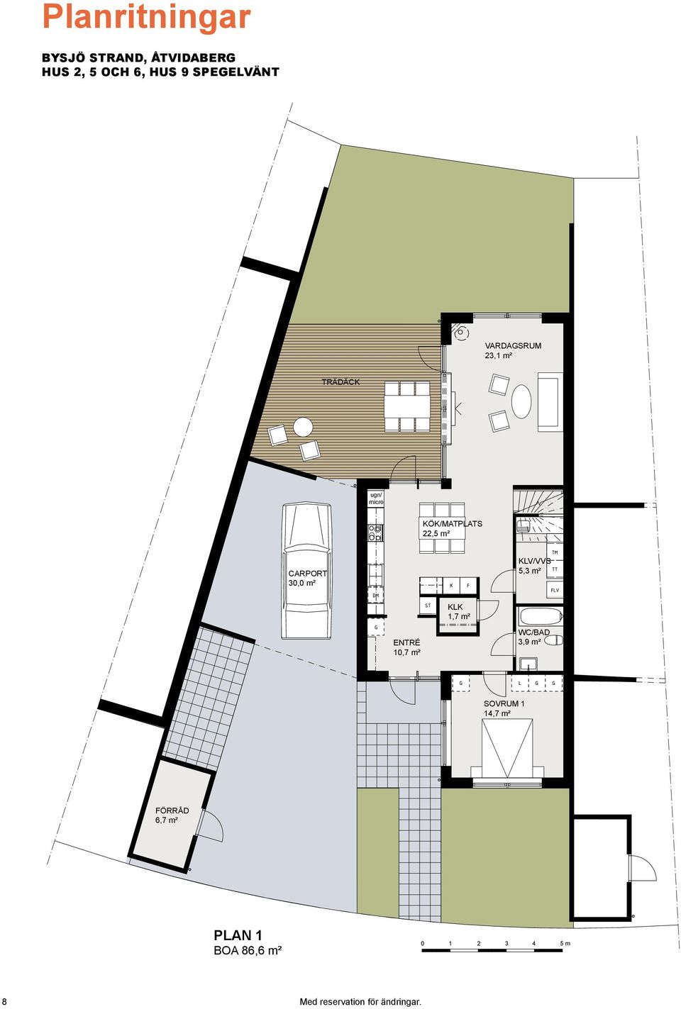 1,7 m² ENTRÉ 10,7 m² WC/BAD 3,9 m² SOVRUM 1 14,7 m² FÖRRÅD 6,7 m² PLAN 1 BOA 86,6
