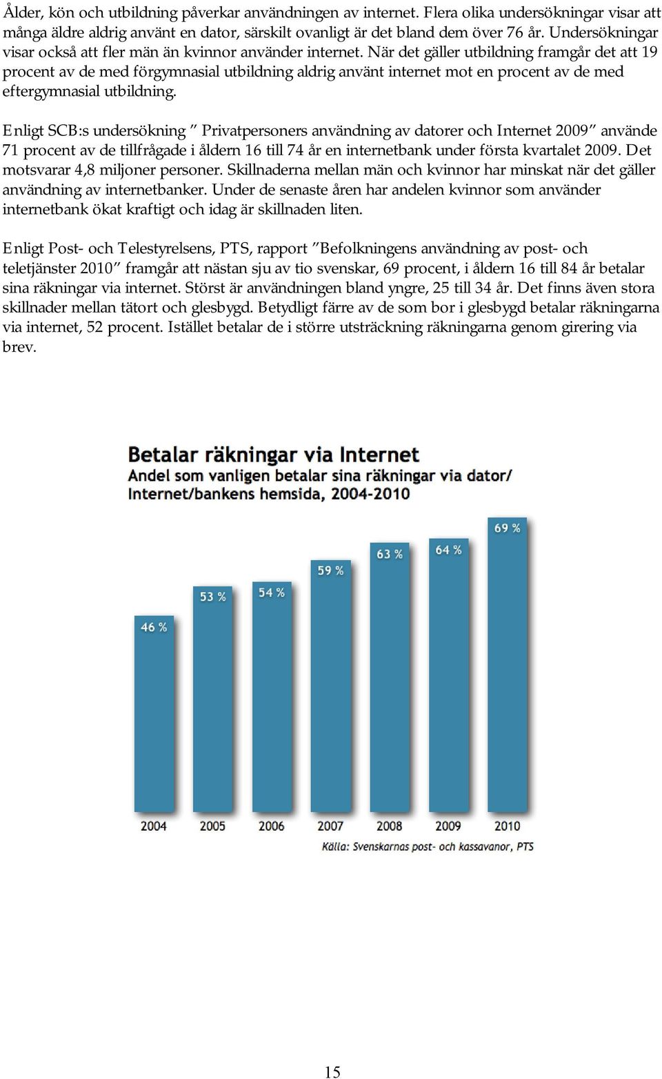 När det gäller utbildning framgår det att 19 procent av de med förgymnasial utbildning aldrig använt internet mot en procent av de med eftergymnasial utbildning.