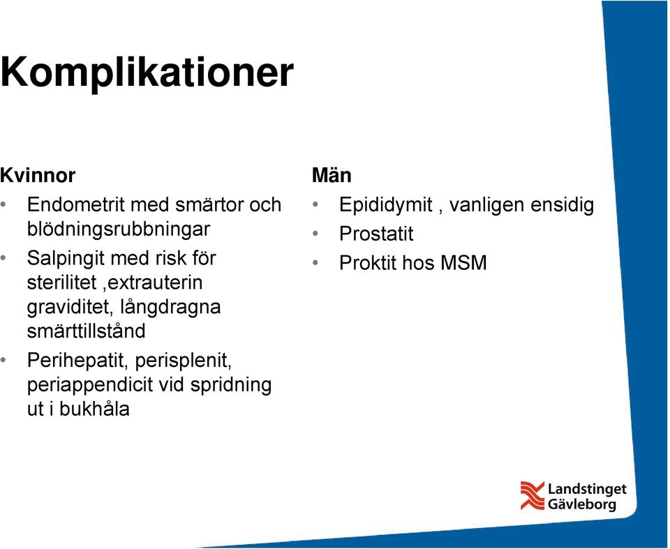 smärttillstånd Perihepatit, perisplenit, periappendicit vid spridning