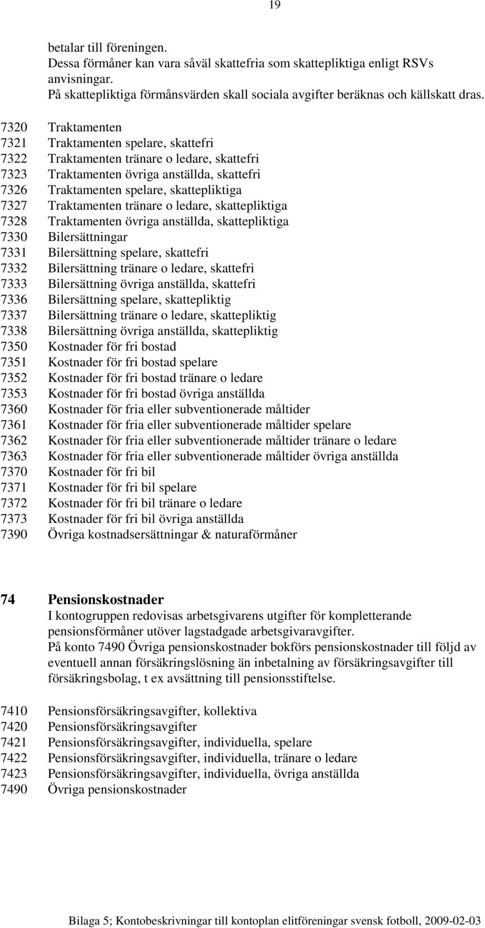 Traktamenten tränare o ledare, skattepliktiga 7328 Traktamenten övriga anställda, skattepliktiga 7330 Bilersättningar 7331 Bilersättning spelare, skattefri 7332 Bilersättning tränare o ledare,