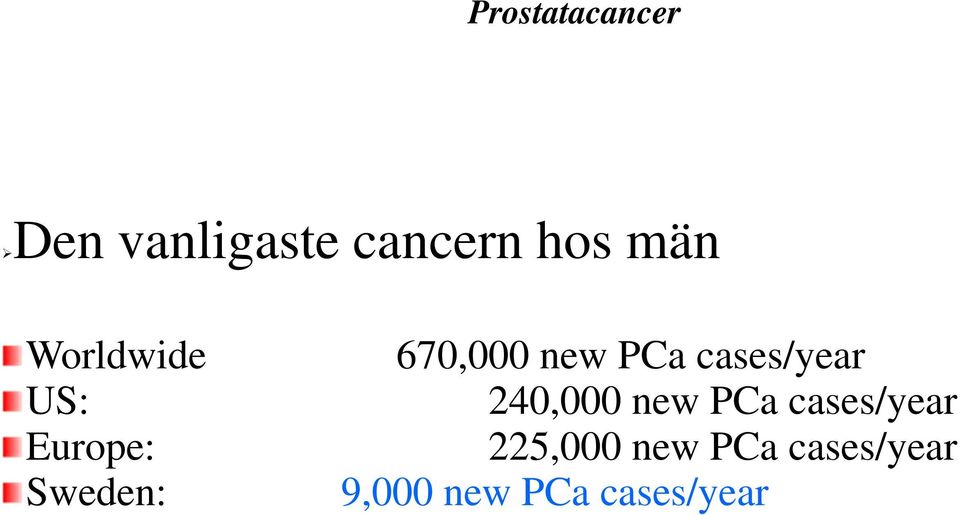 240,000 new PCa cases/year Europe: 225,000