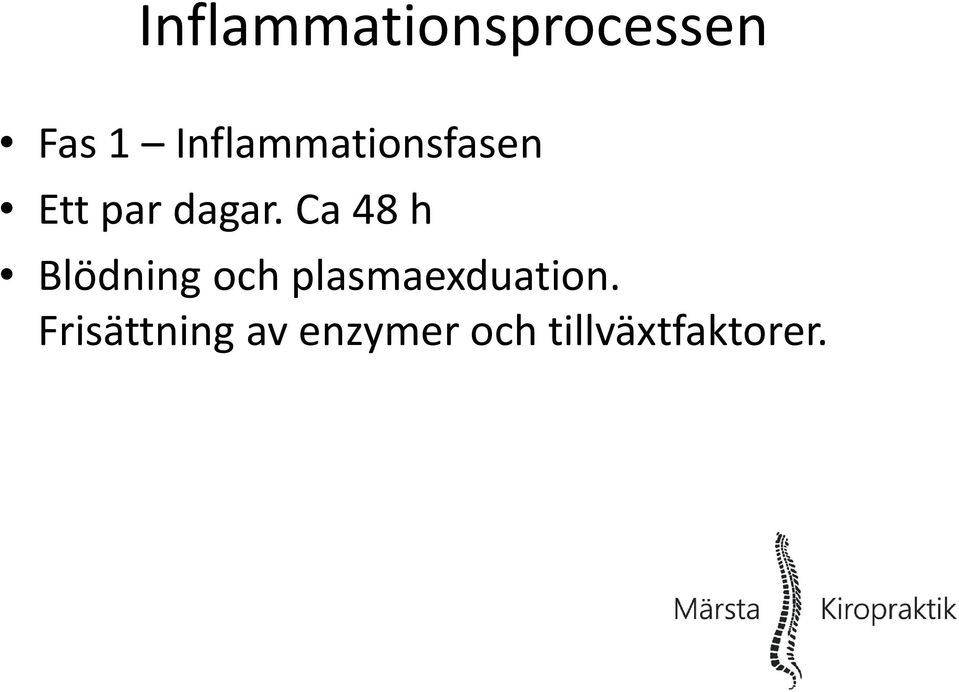 Ca 48 h Blödning och plasmaexduation.