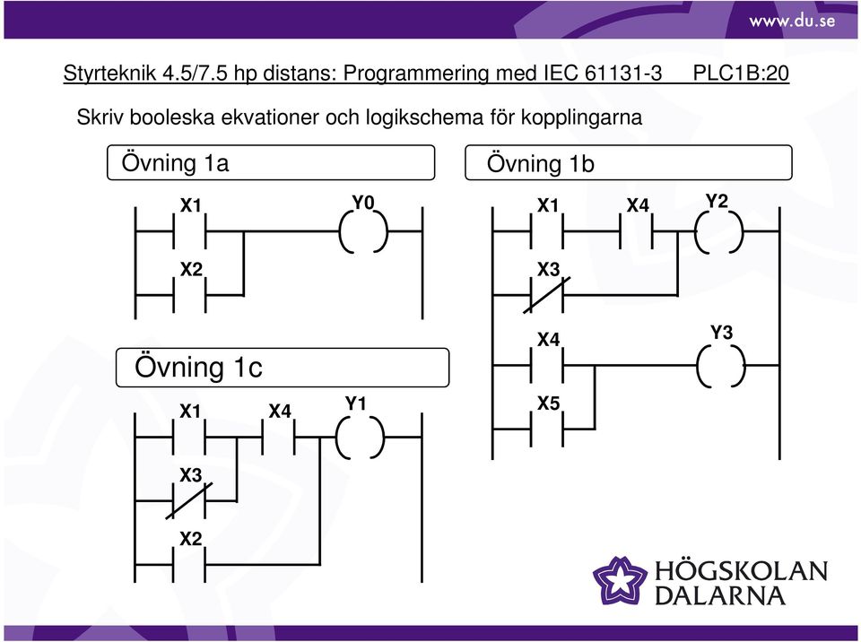 PLC1B:20 Skriv booleska ekvationer och