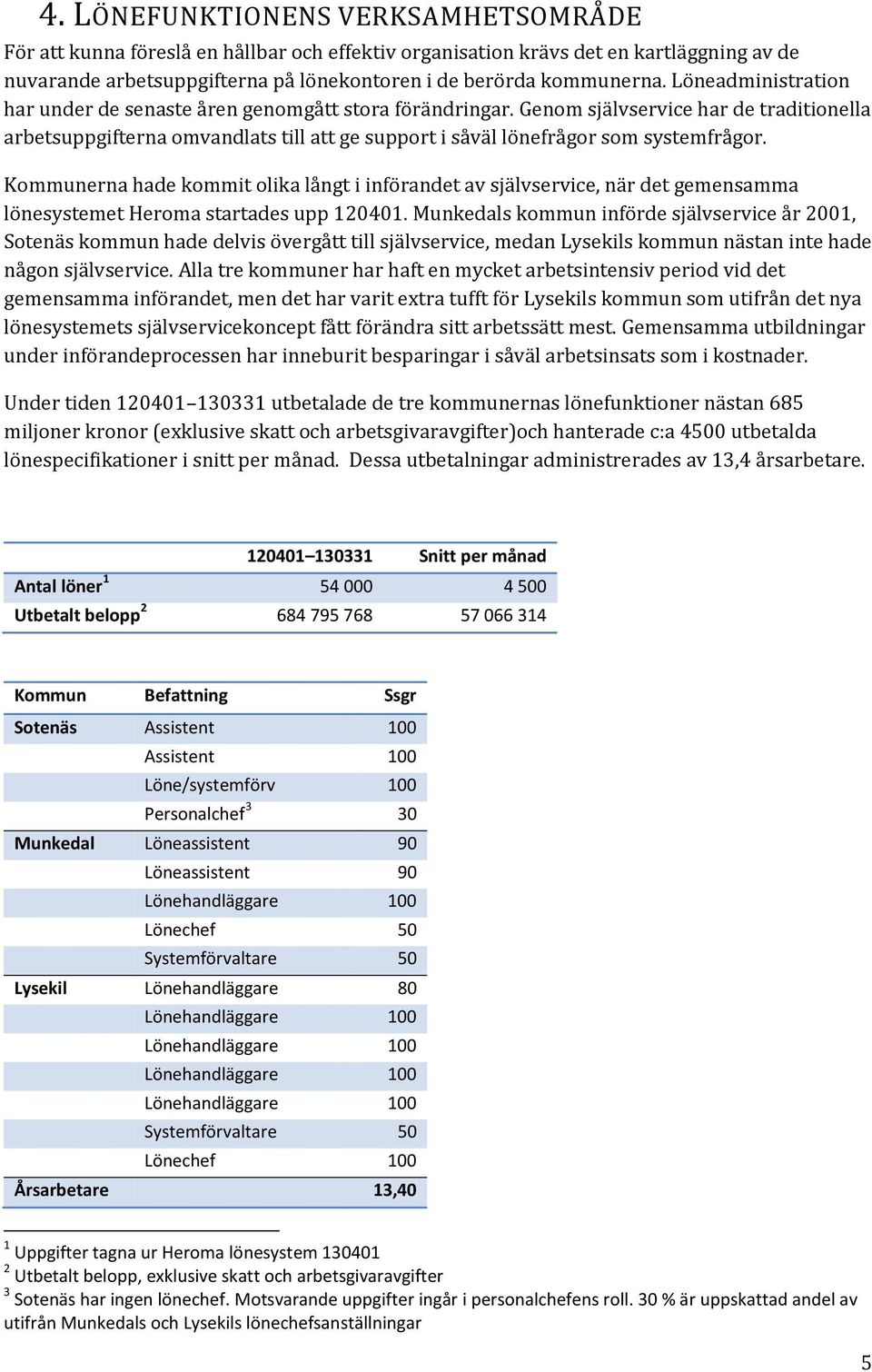 Kommunerna hade kommit olika långt i införandet av självservice, när det gemensamma lönesystemet Heroma startades upp 120401.