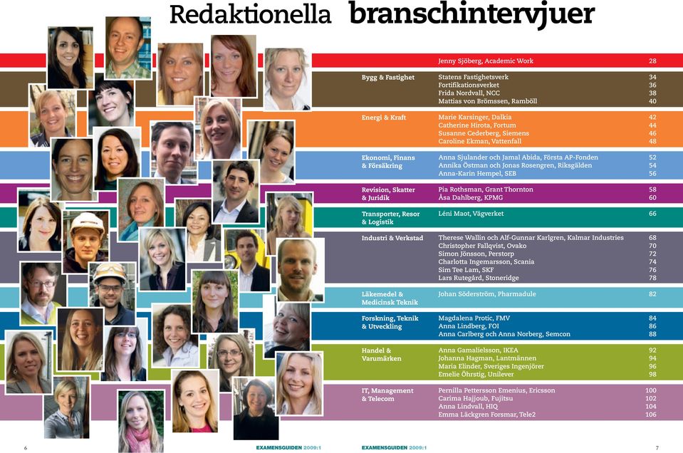 Brömssen, Ramböll 40 Marie Karsinger, Dalkia 42 Catherine Hirota, Fortum 44 Susanne Cederberg, Siemens 46 Caroline Ekman, Vattenfall 48 Anna Sjulander och Jamal Abida, Första AP-Fonden 52 Annika