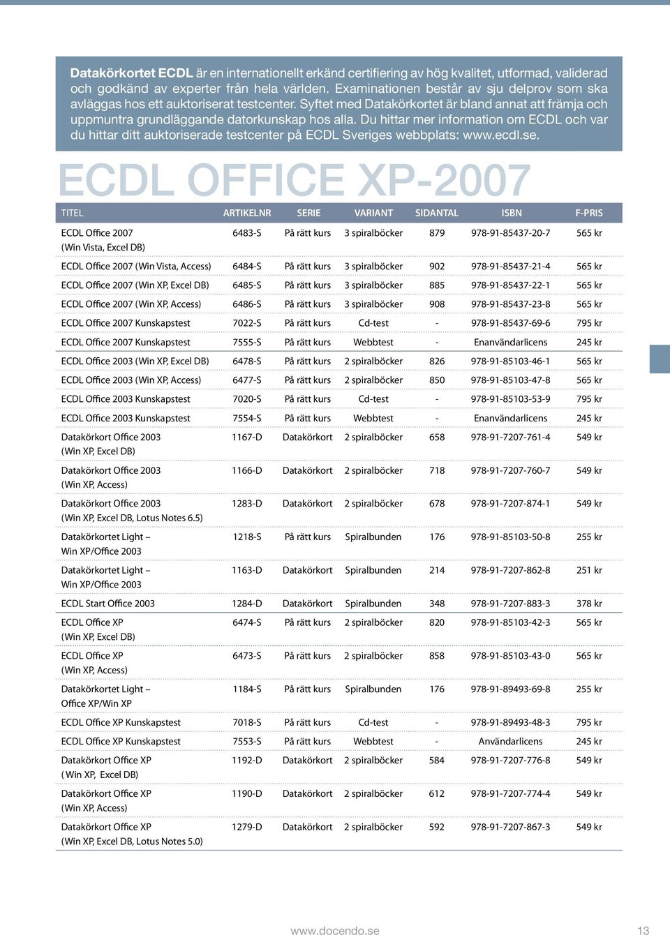 Du hittar mer information om ECDL och var du hittar ditt auktoriser