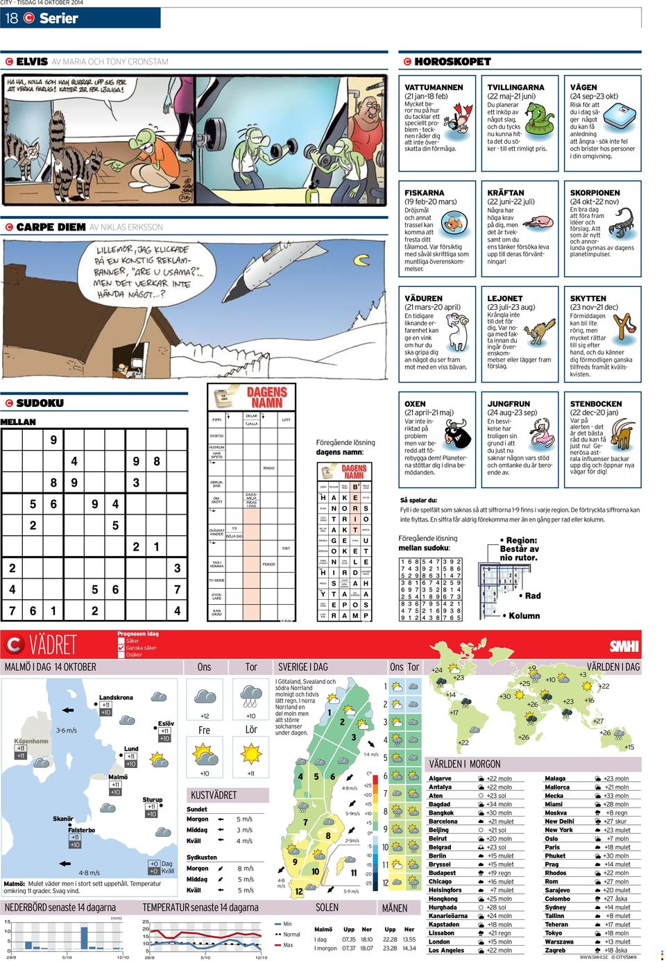 VÅGEN (24 sep 23 okt) Risk för att du i dag säger något du kan få anledning att ångra - sök inte fel och brister hos personer i din omgivning.