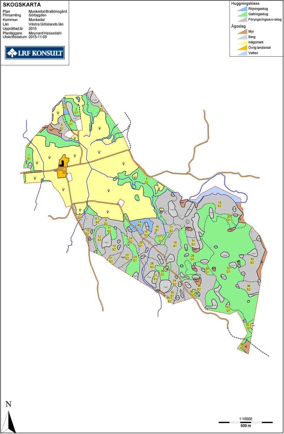 Utskriftsdatum 2015-11-05 Huggningsklass Röjningsskog Ägoslag