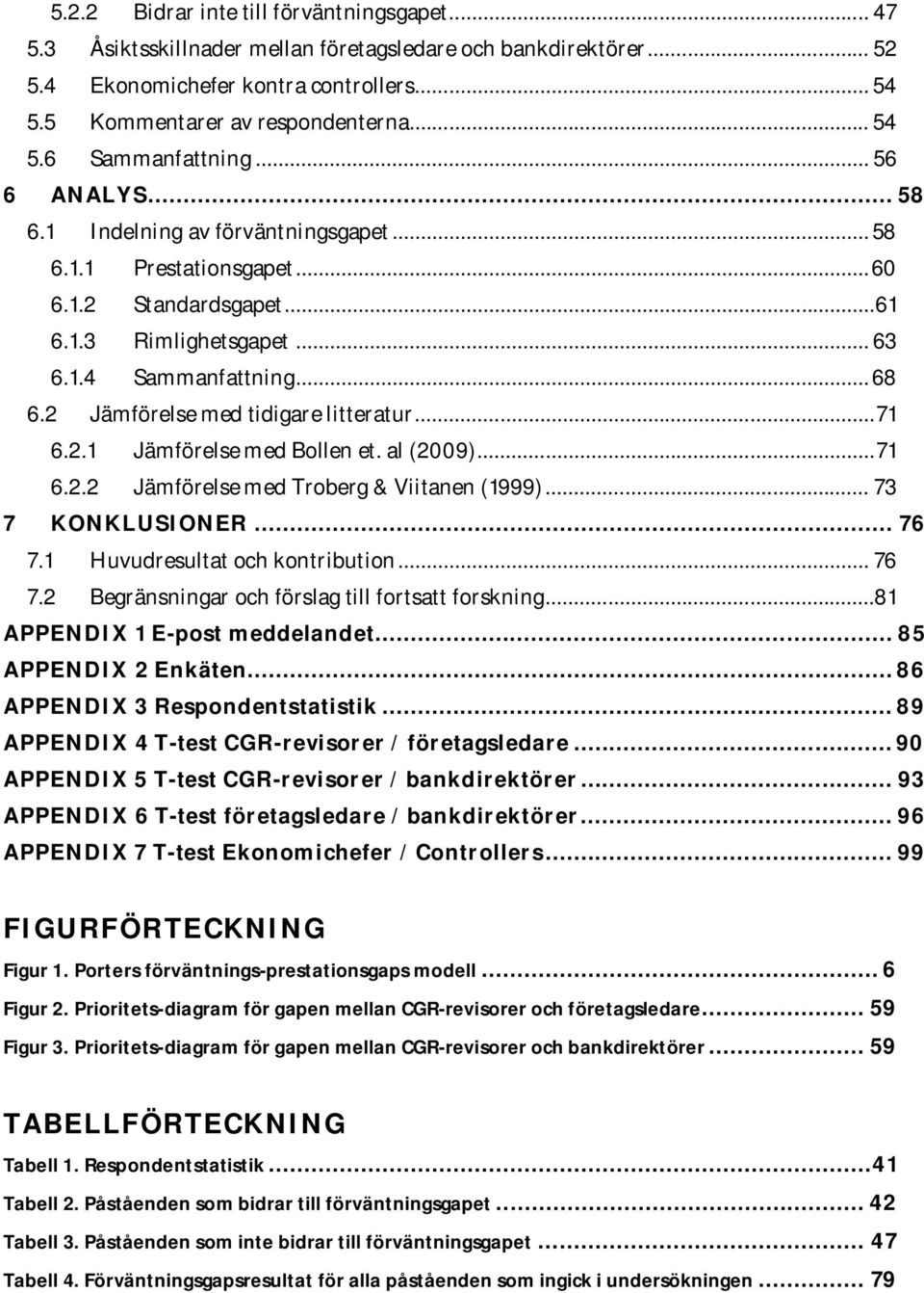 2 Jämförelse med tidigare litteratur... 71 6.2.1 Jämförelse med Bollen et. al (2009)... 71 6.2.2 Jämförelse med Troberg & Viitanen (1999)... 73 7 KONKLUSIONER... 76 7.1 Huvudresultat och kontribution.