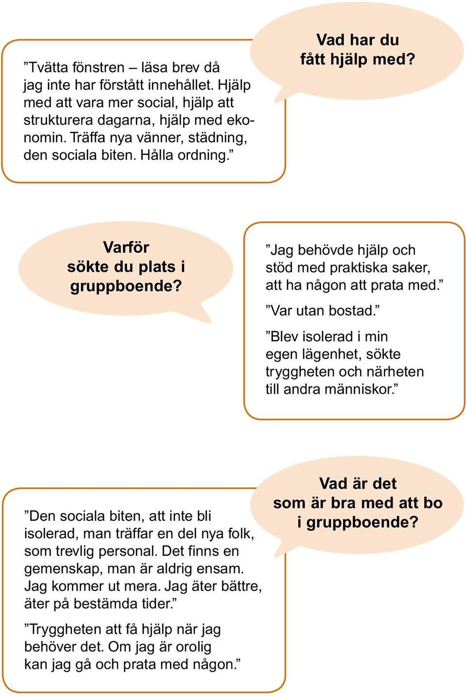 Blev isolerad i min egen lägenhet, sökte tryggheten och närheten till andra människor. Den sociala biten, att inte bli isolerad, man träffar en del nya folk, som trevlig personal.