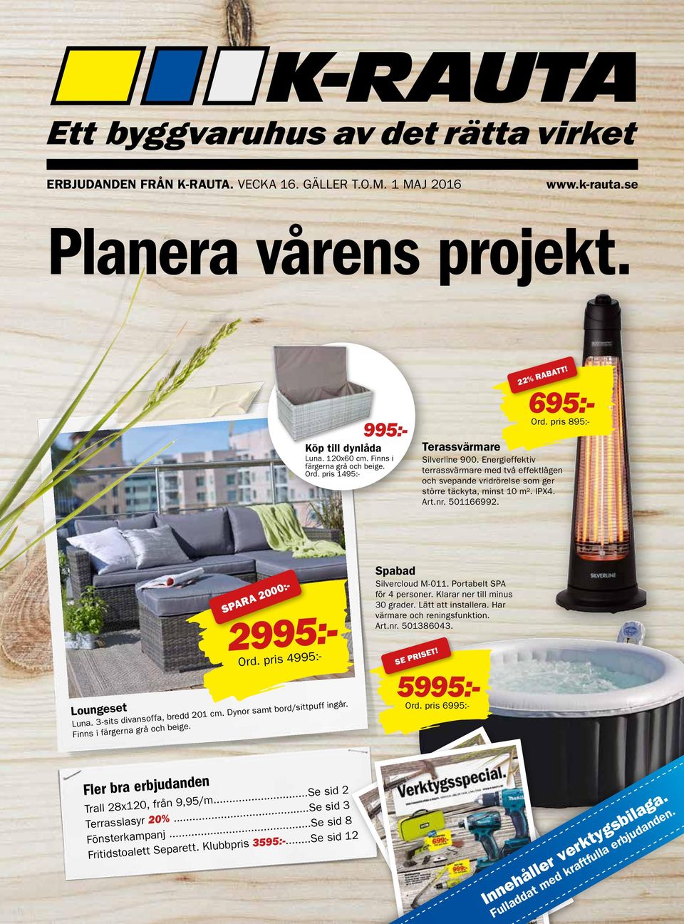 3-sits divansoffa, bredd 201 cm. Dynor samt bord/sittpuff ingår. Finns i färgerna grå och beige. Spabad Silvercloud M-011. Portabelt SPA för 4 personer. Klarar ner till minus 30 grader.